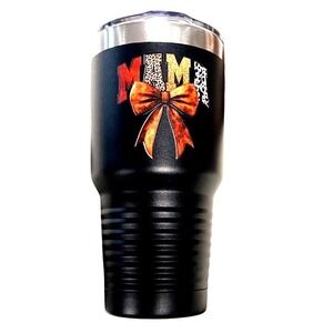 NEW Mama Leopard Cowhide Bow Black 30oz Insulated Tumbler